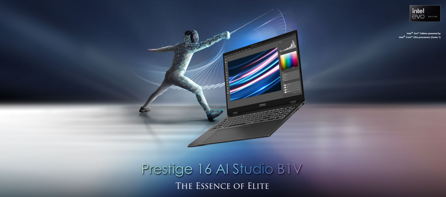 A large marketing image providing additional information about the product MSI Prestige 16 AI Studio B1VFG-062AU 16"  QHD Ultra 7 155H RTX 4060 Win 11 Notebook - Additional alt info not provided